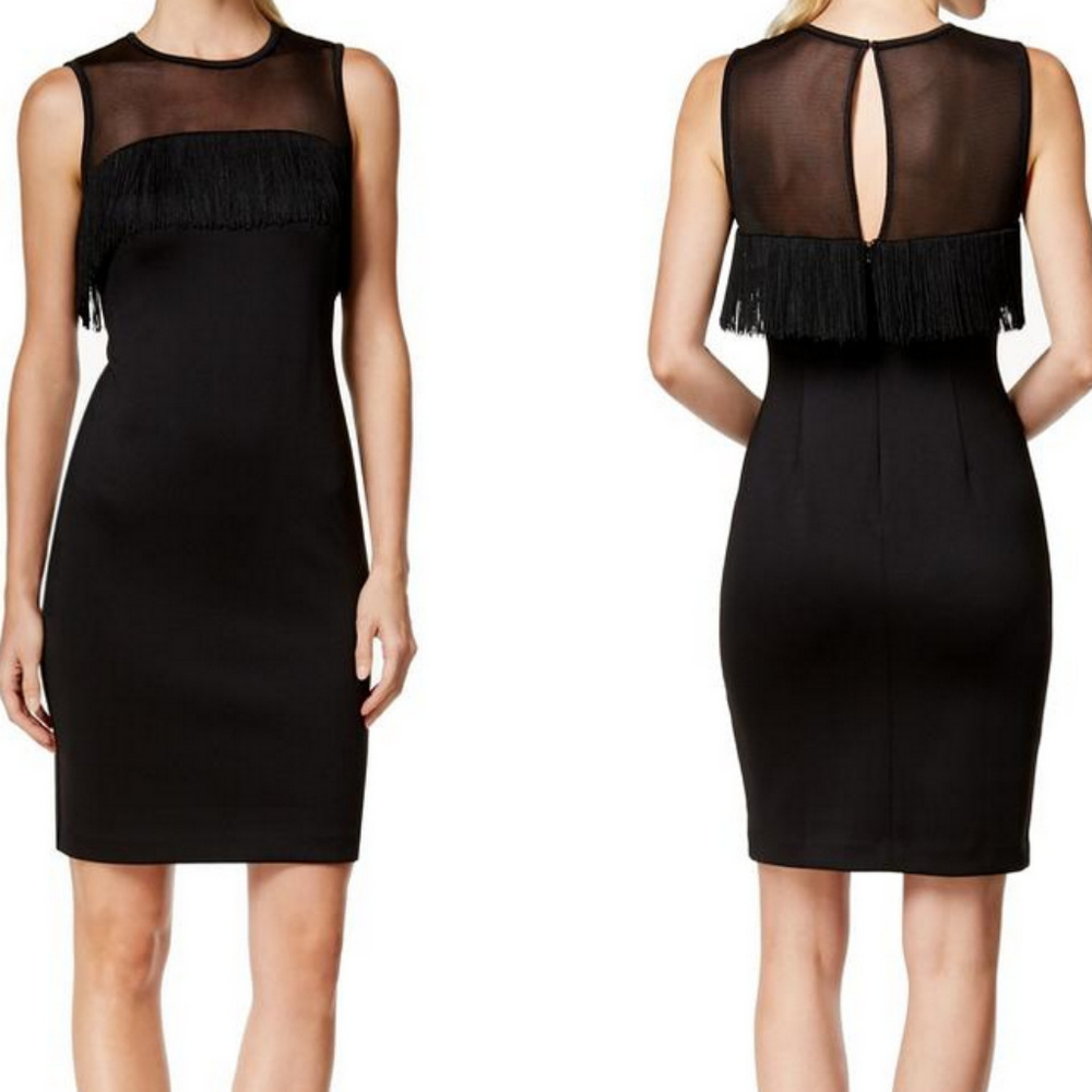 Calvin Klein brand new black fringe dress